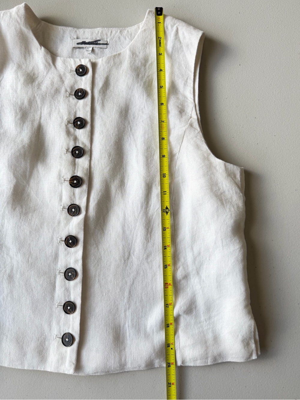 Madewell Button-Front 100% Linen Shell Top Ivory Size 4 NWT - Picture 10 of 11